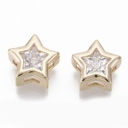 Karoliukas intarpas, auksuota 18K, su cirkoniu, 9x9x4.5mm, pakuotė 2 vnt.