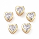 Karoliukas intarpas, auksuota 18K, su cirkoniu, 5.5x4mm, pakuotė 2 vnt.