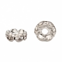 Karoliukas intarpas, aukso spalva, su kristaliukais, 8mm, pakuotė 10 vnt.