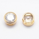 Karoliukas intarpas, auksuota 18K, su cirkoniu, 8x5mm, pakuotė 2 vnt.