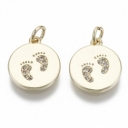 Pakabukas Pėdutės, paauksuotas 18K su cirkoniais, 15x13x2mm