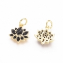Pakabukas Lotosas, paauksuotas 18K, su juodais cirkoniais, 12x11x2.5mm