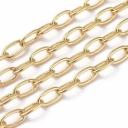 Grandinėlė auksuota 18K, grandelė 8x5x1mm, 1metras