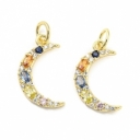 Pakabukas Mėnuliukas, paauksuota 18K, su cirkoniais, 17x10x2mm