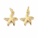 Pakabukas Jūros žvaigždė, paauksuotas 18K auksu, su cirkoniais, 13x11x2mm, pakuotė 2vnt.