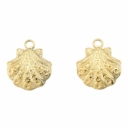 Pakabukas Kriauklė, nerūdijančio plieno, 18K paauksuotas, 17.5x15x3mm, pakuotė 2vnt.