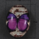 Kabašonas Drugelis violetinis grūdinto stiklo 18x13mm 