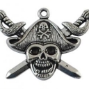 Pakabukas Piratas sidabro spalvos 43x34mm